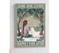 Westie Dog And She Lived Happily Ever After Funny Metal Tin Sign Retro Plaque For Home Kitchen Bathroom Cafe Pub Wall Art Decor 8x12 Inch
