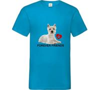 Westie Dog Pet Forever Friends Family Adult T Shirt Various Sizes And Colours (Azure Blue, XL)