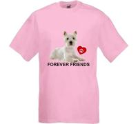 Westie Dog Pet Forever Friends Family Adult T Shirt Various Sizes And Colours (Light Pink, L)