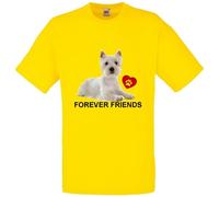 Westie Dog Pet Forever Friends Family Adult T Shirt Various Sizes And Colours (Yellow, L)