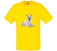 Westie Dog Pet Friends Family Forever Adult T Shirt Various Sizes And Colours (Yellow, M)