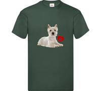 Westie Dog Pet Friends Forever Family Adult T Shirt Various Sizes And Colours (Bottled Green, XL)