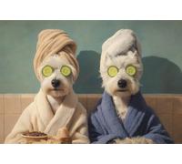 Westie Dog Spa Day Wooden Jigsaw Puzzle,1000pc,Whimsical Wellness Dog Lover Puzzle
