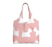 Westie Dogs Pattern,Reusable Tote Bags Grocery Bags Large Capacity Canvas Shopping Shoulder bag