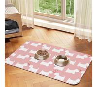 Westie Dogs Pattern,Waterproof Pet Feeding Mat,Cat Dog Placemats for Food and Water, PU Leather Food Mats,40x60cm