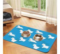Westie Dogs Running,Waterproof Pet Feeding Mat,Cat Dog Placemats for Food and Water, PU Leather Food Mats,40x60cm