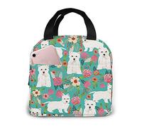 Westie Florals Cute Dog Lunch Bag For Women Girls Kids Insulated Picnic Pouch Thermal Cooler Tote Bento Large Meal Prep Cute Bag Big Leakproof Soft Bags For Lunch Box, Camping, Travel, Fishing