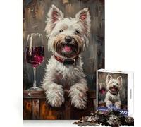 Westie Glass of Red Wine Jigsaw Puzzles for Adults 1000 Piece Mental Exercise Mindful Leisure Snug Lock (38x26cm)