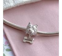 Westie Head Silver Charm Bead - Personalised