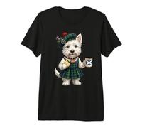Westie Lady West-Highland Terrier Dog Coffee England Flag Premium T-Shirt