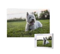 Westie Lawn West Highland White Terrier Dogs,1000 Pieces Wooden Jigsaw Family Game Jigsaw Puzzles for Adults Teens Home Decor