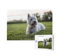 Westie Lawn West Highland White Terrier Dogs,300 Pieces Wooden Jigsaw Family Game Jigsaw Puzzles for Adults Teens Home Decor