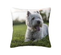 Westie Lawn West Highland White Terrier Dogs, Pillow Cover Decorative Throw Pillowcase Soft Polyester Cushion Covers 45x45 cm