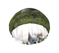 Westie Lawn West Highland White Terrier Dogs,Shower Cap Nightcap Double Layer Waterproof Elastic Bath Cap Reusable Hair Cap