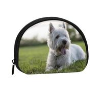 Westie Lawn West Highland White Terrier Dogs, Wallet Women's Shell Storage Bag Small Coin Purse Shell Change Pouch