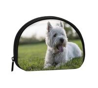 Westie Lawn West Highland White Terrier Dogs, Women's Storage Bag Shell Makeup Bag Small Coin Purse Shell Change Pouch