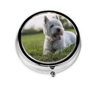 Westie Lawn West Highland White Terrier DogsMeta Pill Box 3 Compartment Medicine Case,Portable Organizer