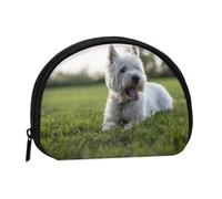 Westie Lawn West Highland White Terrier DogsSmall Makeup Sanitary Napkin Storage Bag,Women's Cosmetic Coin Purse