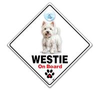 Westie On Board Sign, West Highland Terrier on Board Sign, Dog on Board Sign, Baby on Board Sign for Dog 14 cm x 14cm x 2cm