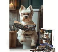 Westie on The Toilet Adult Jigsaw Puzzle1000 Pieces Mind Wellness Serene Activity Sharp Edges (38x26cm)