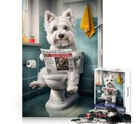 Westie on The Toilet for Adults 1000 Piece Puzzle Brain Exercise Restful Escape Precision Cut Ideal Xmas Gift (38x26cm)