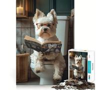 Westie on The Toilet Jigsaw Puzzle 1000 Pieces Cognitive Fun Play High Precision Die Cut Unique Gift for Stress Relief (50x75cm)
