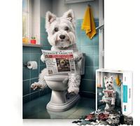 Westie on The Toilet Jigsaw Puzzle 1000 Pieces Cognitive Fun Play High Precision Die Cut Unique Gift for Stress Relief (50x75cm)