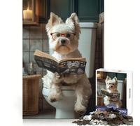 Westie on The Toilet Jigsaw Puzzles for Teenagers 1000 Focus Ability Relaxed Leisure Interlock Well Best Gift (50x75cm)