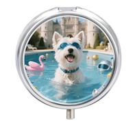 Westie Pool Grace3 Compartment Travel Pill Case, Sealed Portable Pill Container Mini Size Metal Pills Box for Pocket Purse, Three Times A Day Pills Organizer for Men, Women