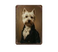 Westie Print, Westie Renaissance Portrait Tin Sign Vintage Metal Pub Club Cafe Bar Home Wall Art Decoration Poster Retro 8x12inch(20x30cm)