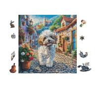 Westie Puppy Cottage 100 Piece Complete DIY Jigsaw Puzzle Collectors Mind Relaxation Educational Decorative Puzzle Gifts for Adults Recycled Cardboard 28x28cm