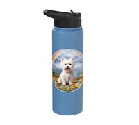 Westie Rainbow Bridge Cute West Highland Terrier Dog Art Stainless Steel Insulated Water Bottle