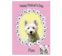 Westie/West Highland Terrier Dog 'Mum' Pink Mothers Day Card