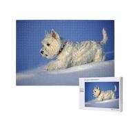 Westie Winter West Highland White Terrier Dogs,1000 Pieces Wooden Jigsaw Family Game Jigsaw Puzzles for Adults Teens Home Decor