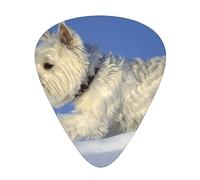 Westie Winter West Highland White Terrier Dogs,12 Pcs Guitar Pick,3 Different Thickness Plectrums for Acoustic Guitar Bass Ukulele (0.46mm 0.96mm 0.71mm)