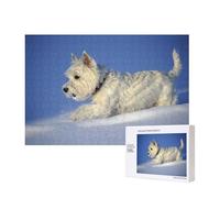 Westie Winter West Highland White Terrier Dogs,300 Pieces Wooden Jigsaw Family Game Jigsaw Puzzles for Adults Teens Home Decor