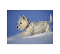 Westie Winter West Highland White Terrier Dogs,500 Pieces Puzzles for Adults-Wooden Jigsaw Puzzle for Adults Elderly