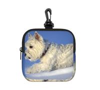 Westie Winter West Highland White Terrier Dogs, Square Zipper Storage Bag, Neoprene Coin Purse, Small Wallets, Change Pouch, Change Purse