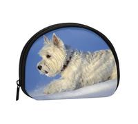 Westie Winter West Highland White Terrier Dogs, Women's Storage Bag Shell Makeup Bag Small Coin Purse Shell Change Pouch