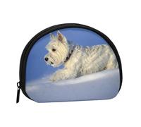 Westie Winter West Highland White Terrier DogsSmall Makeup Sanitary Napkin Storage Bag,Women's Cosmetic Coin Purse