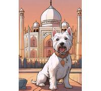 Westie with Taj Mahal at sunset: A5 lined notebook journal, diary, notes
