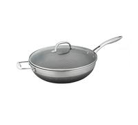 Westinghouse Black Signature Wok Pan with Lid 32 cm 3 Layer Non-Stick Aluminium and Stainless Steel Suitable for All Hobs Efficient Heat Distribution Induction