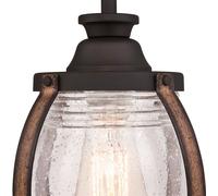 63617 Canyon One-Light Indoor Pendant, Oil Rubbed Bronze Finish with Barnwood Accents and Clear Seeded Glass