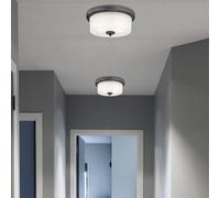 63251 Cedric 33 cm Indoor Flush Mount Ceiling Fixture, Distressed Aluminum Finish with Frosted Glass