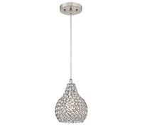 Westinghouse Lighting 61037 One-Light Indoor Pendant, Brushed Nickel Finish with Crystal Jewel Shade
