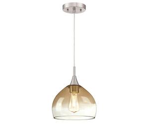 Westinghouse Lighting 63669 One-Light Indoor Pendant, Brushed Nickel Finish with Amber and Clear Glass