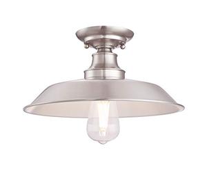 Westinghouse Lighting 63702 Iron Hill 30 cm, One-Light Indoor Semi-Flush Mount Ceiling Fixture, Brushed Nickel Finish