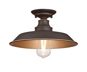 Westinghouse Lighting 63703 Iron Hill 30 cm, One-Light Indoor Semi-Flush Mount Ceiling Fixture, Oil Rubbed Bronze Finish with Highlights
