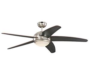 Westinghouse Lighting 72068 Bendan 132 cm Five-Blade Indoor Ceiling Fan, Satin Chrome with Hammered Accents, Dimmable LED Light Kit with Opal Frosted Glass, Metal, 55 W ,132 x 132 x 36 cm