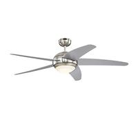 Westinghouse Lighting 72069 Bendan LED 132 cm Five-Blade Indoor Ceiling Fan, Satin Chrome with Hammered Accents, Dimmable LED Light Kit with Opal Frosted Glass, Remote Control Included